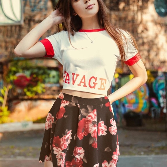 Charlotte Russe Dresses & Skirts - Floral print skater skirt